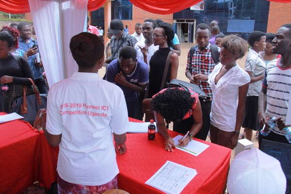 Makerere University Students registering for the competition